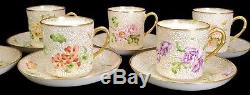 Rare Porcelain Rorstrand Finely Hand Painted Florals Gorgeous 10 Cups Saucers