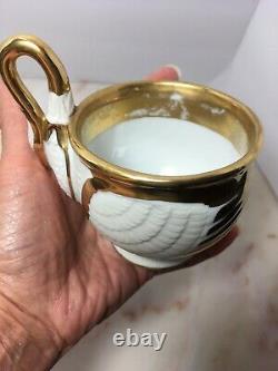 Rare Sadek Bisque Porcelain Swan Tea Cup and Saucer
