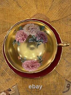 Rare Vintage Footed Wide Mouth Paragon Floating Chrysanthemum Teacup And Saucer