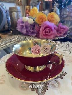 Rare Vintage Footed Wide Mouth Paragon Floating Chrysanthemum Teacup And Saucer