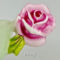 Rare c1939 Paragon Floating Rose With Flower Handle Porcelain Teacup & Saucer