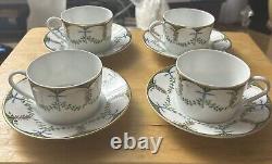 Raynaud Limoges Porcelain Festivities Cup & Saucer Set Of 4 MINT