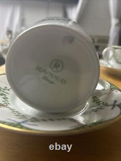 Raynaud Limoges Porcelain Festivities Cup & Saucer Set Of 4 MINT