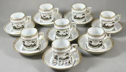Richard Ginori Porcelain Italy Fiesole Demitasse Cups Coffee Cans & Saucers X 8