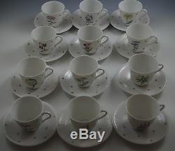 Rorstrand Sweden Porcelain Flora -botanical Set Of 11 Demitasse Cups And Saucers