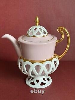 Rose Porcelain 9pcs Coffee set Byzant, handmade and decorated by 24 carat gold