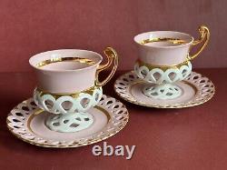 Rose Porcelain 9pcs Coffee set Byzant, handmade and decorated by 24 carat gold