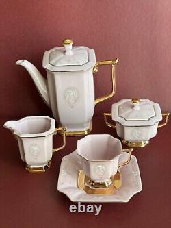 Rose Porcelain Coffee set EMPIR 9pcs, handmade and decorated by 24 carat gold