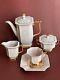 Rose Porcelain Coffee Set Empir 9pcs, Handmade And Decorated By 24 Carat Gold