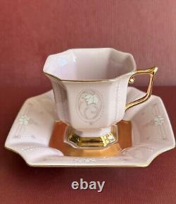 Rose Porcelain Coffee set EMPIR 9pcs, handmade and decorated by 24 carat gold