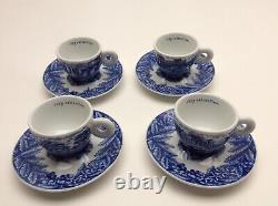 Rosenthal Illy Rufus Willis Collection 2005 White Blue4 Espresso Cups & Saucers
