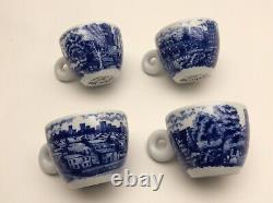 Rosenthal Illy Rufus Willis Collection 2005 White Blue4 Espresso Cups & Saucers