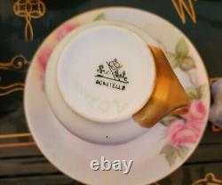 Rosenthal KPM Gold Encrusted Cabbage Rose Tea Pot Cup Saucer Sugar Bowl Set HTF