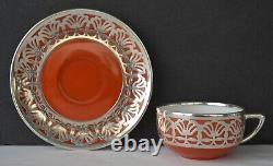 Rosenthal Sterling Overlay Orange Cup Saucer