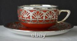 Rosenthal Sterling Overlay Orange Cup Saucer