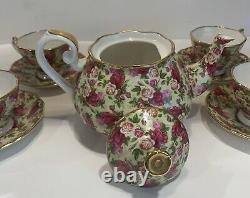 Royal Albert Old Country Roses Chintz 10 Pc Teapot, Tea Cups & Saucers Tea Set