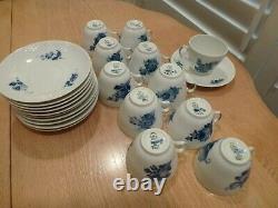 Royal Copenhagen Denmark Porcelain Set Of 11 Cup And Saucer Blue Flowers