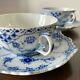 Royal Copenhagen Tea Cup & Saucer Set Blue Fluted Full Lace Used Japan Witht Good