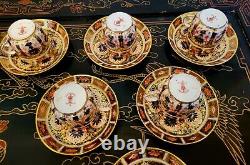 Royal Crown Derby Old Imari Demitasse Footed Tea Cup & Saucer 6 Set Vintage 1937