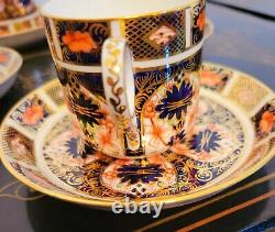 Royal Crown Derby Old Imari Demitasse Footed Tea Cup & Saucer 6 Set Vintage 1937