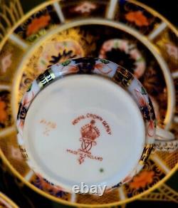 Royal Crown Derby Old Imari Demitasse Footed Tea Cup & Saucer 6 Set Vintage 1937