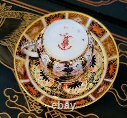 Royal Crown Derby Old Imari Demitasse Footed Tea Cup & Saucer 6 Set Vintage 1937