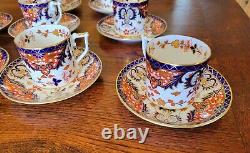 Royal Crown Derby Old Kings Japan Imari Demitasse Tea Cup And Saucer 9 Set Rare