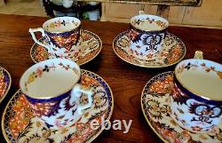 Royal Crown Derby Old Kings Japan Imari Demitasse Tea Cup And Saucer 9 Set Rare