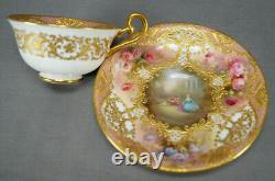 Royal Doulton Leslie Johnson & Percy Curnock Pink Rose Scenic Tea Cup & Saucer