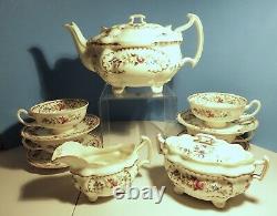 Royal Doulton the Beaufort Tea Set. Teapot, Sugar, Creamer and Four Cups & Saucers