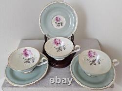 Royal Tettau Germany Demitasse Cup & Saucer Set Of 11 Mint Green Pink Roses