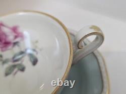 Royal Tettau Germany Demitasse Cup & Saucer Set Of 11 Mint Green Pink Roses