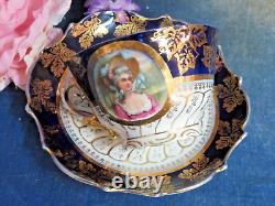 Royal Vienna Cup & Saucer porcelain Portrait 24K Gold hand-painted 6 Antique