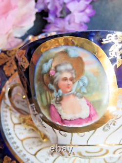 Royal Vienna Cup & Saucer porcelain Portrait 24K Gold hand-painted 6 Antique