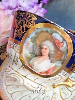 Royal Vienna Cup & Saucer porcelain Portrait 24K Gold hand-painted 6 Antique