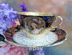 Royal Vienna Cup & Saucer porcelain Portrait 24K Gold hand-painted 6 Antique