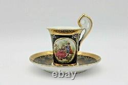 Royal Vienna Hand Painted Porcelain Tea Cup & Saucer Gold 11/276 Courting Couple