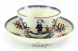 Royal Worcester Dr. Wall Porcelain Cup & Saucer c1760 Rare Chinoiserie Decor