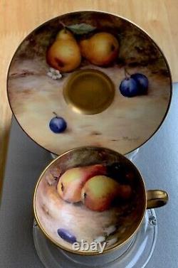 Royal Worcester Hand Painted Cup & Saucer Fruit Signed Powell Ricketts 1920 1921