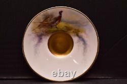 Royal Worcester VTG Hand painted J. STINTON demitasse cup saucer GOLD (REPAIRED)