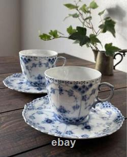 Royal copenhagen #18 Blue Fluted Cup Saucer Set Of