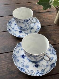 Royal copenhagen #18 Blue Fluted Cup Saucer Set Of