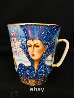 Russian Imperial Lomonosov Porcelain Tea Cup And Saucer Snow Queen Handpainted