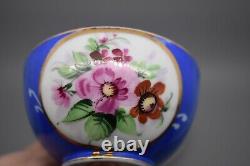 Russian Imperial Porcelain Tea Cup Saucer Gardner Verbilki Cobalt Blue Floral C