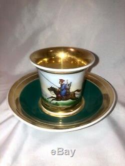 Russian porcelain cup saucer Gardner Moscow horseman ca 1815 1825 rare important