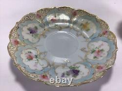 S8 Vintage Antique Circa 18 Century Hand Painted Elegant Porcelain Teacup Saucer