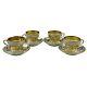 Set Of 4 Antique French Old Paris Porcelain Cup & Saucer Gold Trim