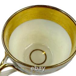 SET OF 4 Antique French Old Paris Porcelain Cup & Saucer Gold Trim