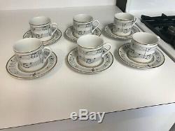 SET of 6 SUPERB Tiffany & Co. Porcelain MOON RIVER DEMITASSE CUPS & SAUCERS MINT