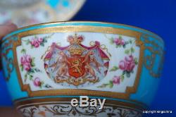 SEVRES Royal PRINCELY ARMORIAL CUP & SAUCER crest coat arms porcelain vase plate